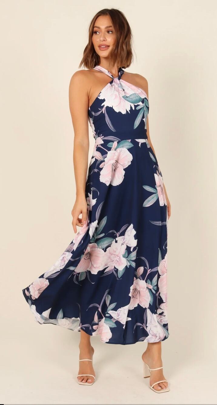 Stunning Petal & Pup Miara Maxi Dress - Navy Multi Floral Size 6